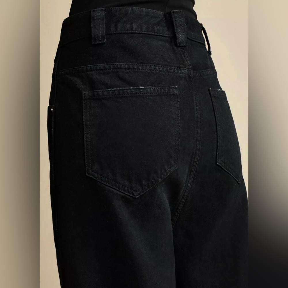 Khaite Preen Denim High Rise Wide Leg Denim Jeans in Black - Size 32 retail $680 - Picture 2 of 16